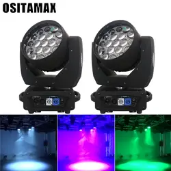 2 шт./лот LED Zoom Wash 19x15 Вт RGBWA Цвет DMX сценисветодиодный светодиодный движущийся головной свет для DJ Дискотека вечерние клубов