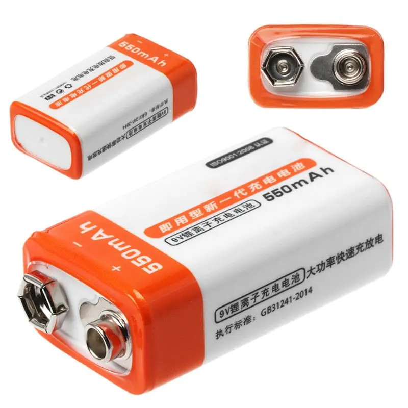 

9V 6F22 550mAh Lithium Rechargeable battery for Multimeter Microphone Toy Remote