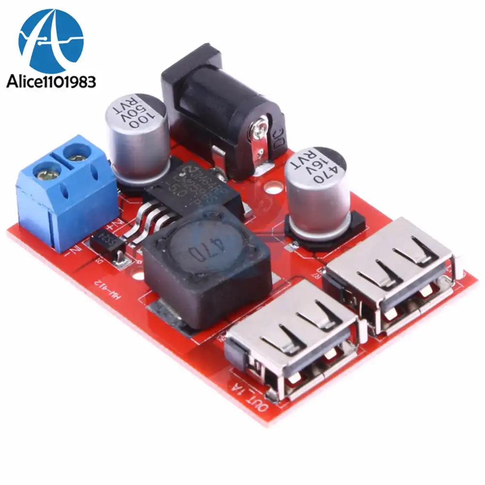 Doble USB 9V//12V//24V//36V a 5V Convertidor DC-DC 3A Step Down Módulo De Alimentación T2H1