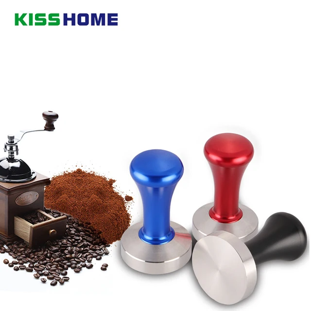 Best Offers 304 Stainless Steel Base  3 Color Aluminum Handle Tamper 51/53/57/57.5/58mm Coffee Powder Hammer Multi-color Coffee Accessories