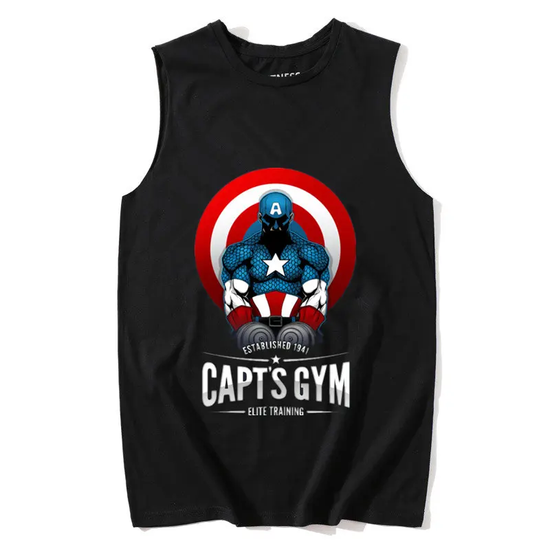 Women harajuku captain gym Tank Top Femme Summer Bodybuilding Sleeveless Tee Korean Vest Plus Size - Цвет: Черный