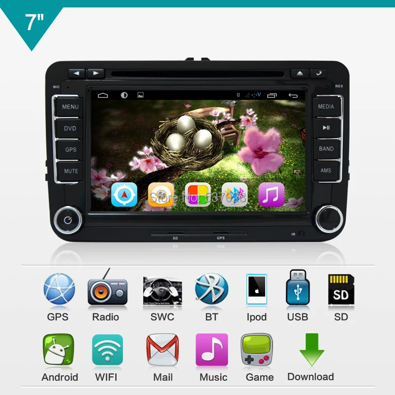 Capacitive and Multi touch Screen Pure Android 4.1 VW JETTA 2din Car DVD GPS Player 3G Wifi