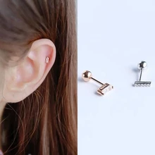 925 Стерлинговое Серебро Серьги Мини Циркон в один ряд винтовые серьги-гвоздики сладкий темперамент уха кость ногтей женские серебряные серьги ювелирные изделия