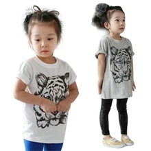 2-7Y Children Toddler Girls Cute Tiger Print Tee T-Shirts Baby Kids Girl Pullover Tops Blouse LS4