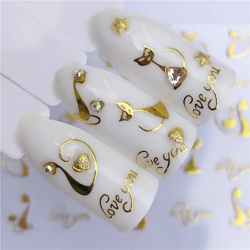 LCJ золото кружево Этническая 3D дизайн ногтей наклейки для ногтей декор для маникюра инструменты DIY Советы украшения модные аксессуары