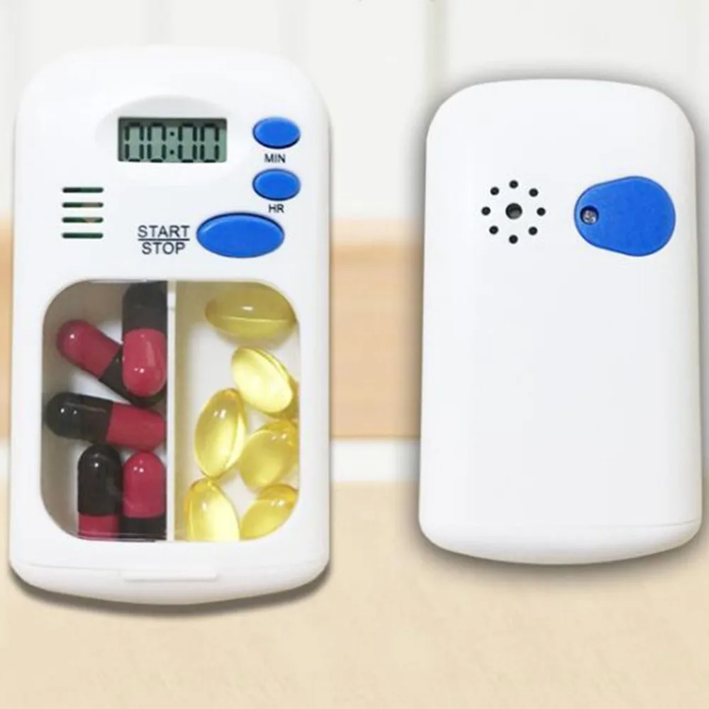 

2-grid Electronic Medicine Box Reminder Random Color Multi-functional Medicine Box Timer Durable Timer