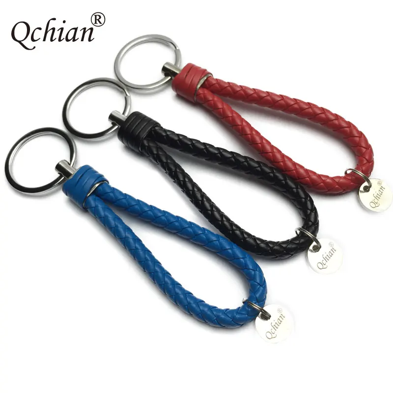 

New Arrival Unisex Braided Leather Rope Handmade Waven Keychain Zinc Alloy Key Chain Car Key Ring Holder for Men Gift