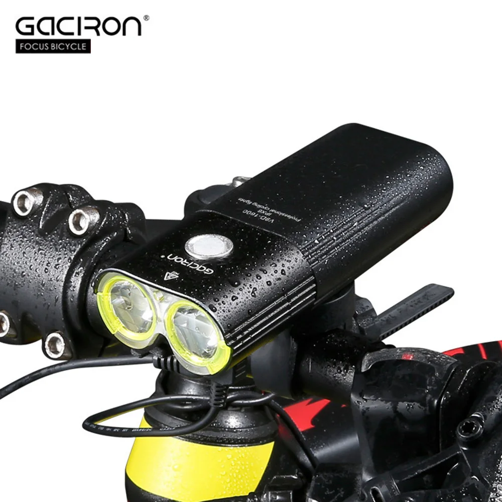 

GACIRON 1600LM USB Rechargeable Waterproof Led Bicycle Light Front Handlebar Light Flashlight Torch Headlight Remote Switch