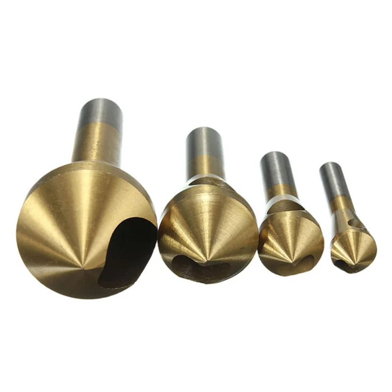 4 sets of high-quality high-speed steel titanium alloy countersunk within the chip removal and deburring drill bit metal tools