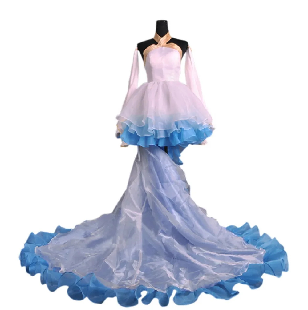 White Blue font b Anime b font Vocaloid Hatsune Miku font b Cosplay b font Costume