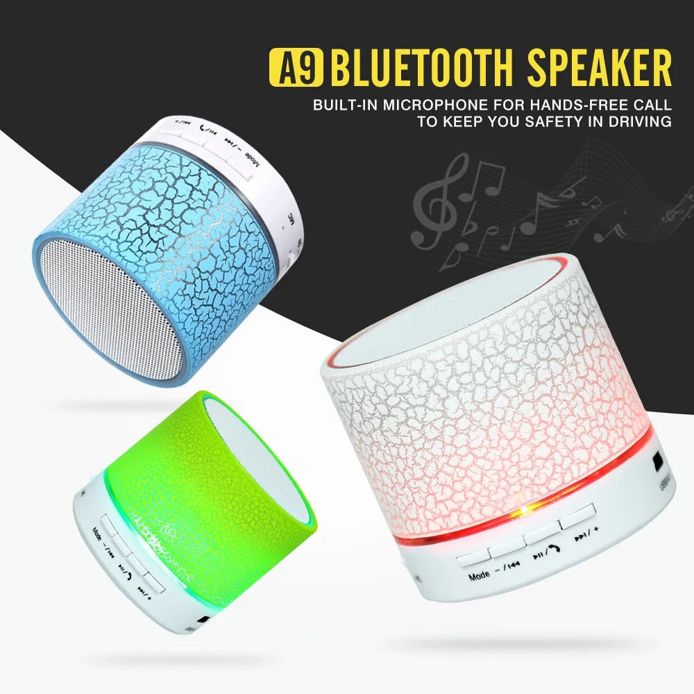 Zeepin A9 Wireless Bluetooth Speaker Portable LED MINI Hands Free TF USB Subwoofer Music Sound