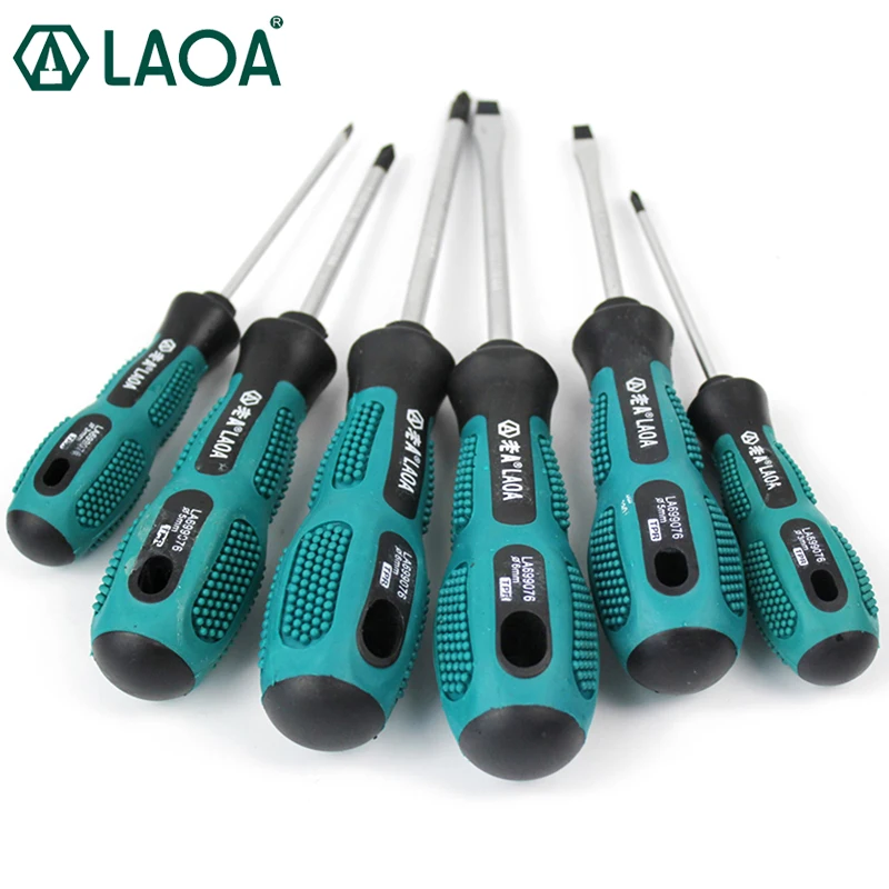 LAOA 6PCS Household Screwdriver Set CR V Phillips/Straight Screwdrivers