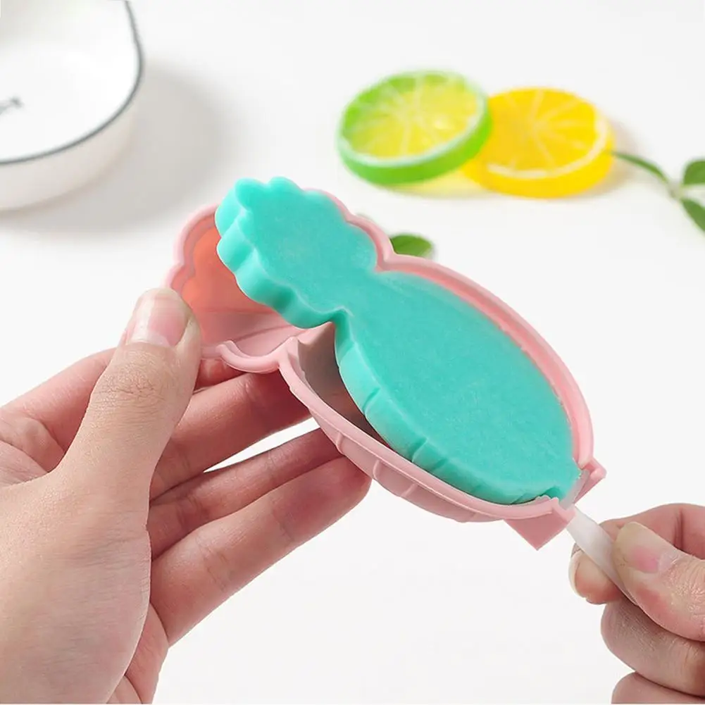 

Silicone Ice-Lolly Mold With Lid Homemade DIY Ice Cream Grid Strawberry Pineapple Shape Ice Cream Mold