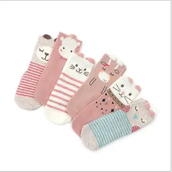 

1-3 Year Child Sock New Autumn Spring 2019 Cartoon Boys Girls Kids Socks Non-Slip 6 Pairs Pack Socks