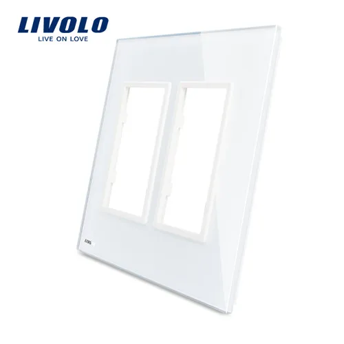 Livolo стандарт США роскошное белое жемчужное Хрустальное стекло, двойная стеклянная панель для настенного переключателя и розетки, VL-C5-SR/SR-11/12 - Цвет: White