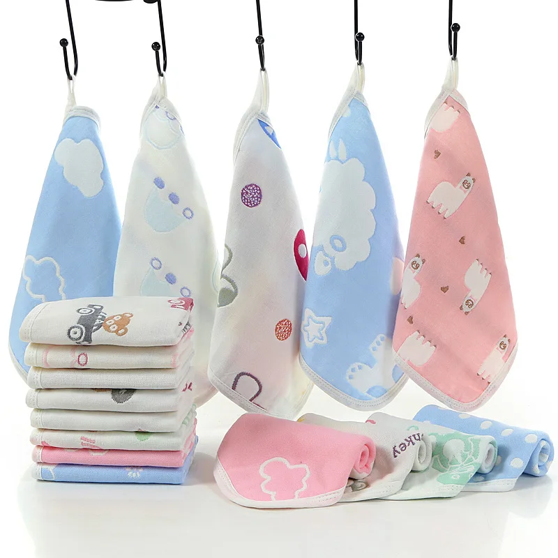  Summitkids 2 Pcs /lot 25 * 25CM Cotton Six Layers Of Gauze Baby Towel Children Square Handkerchief 