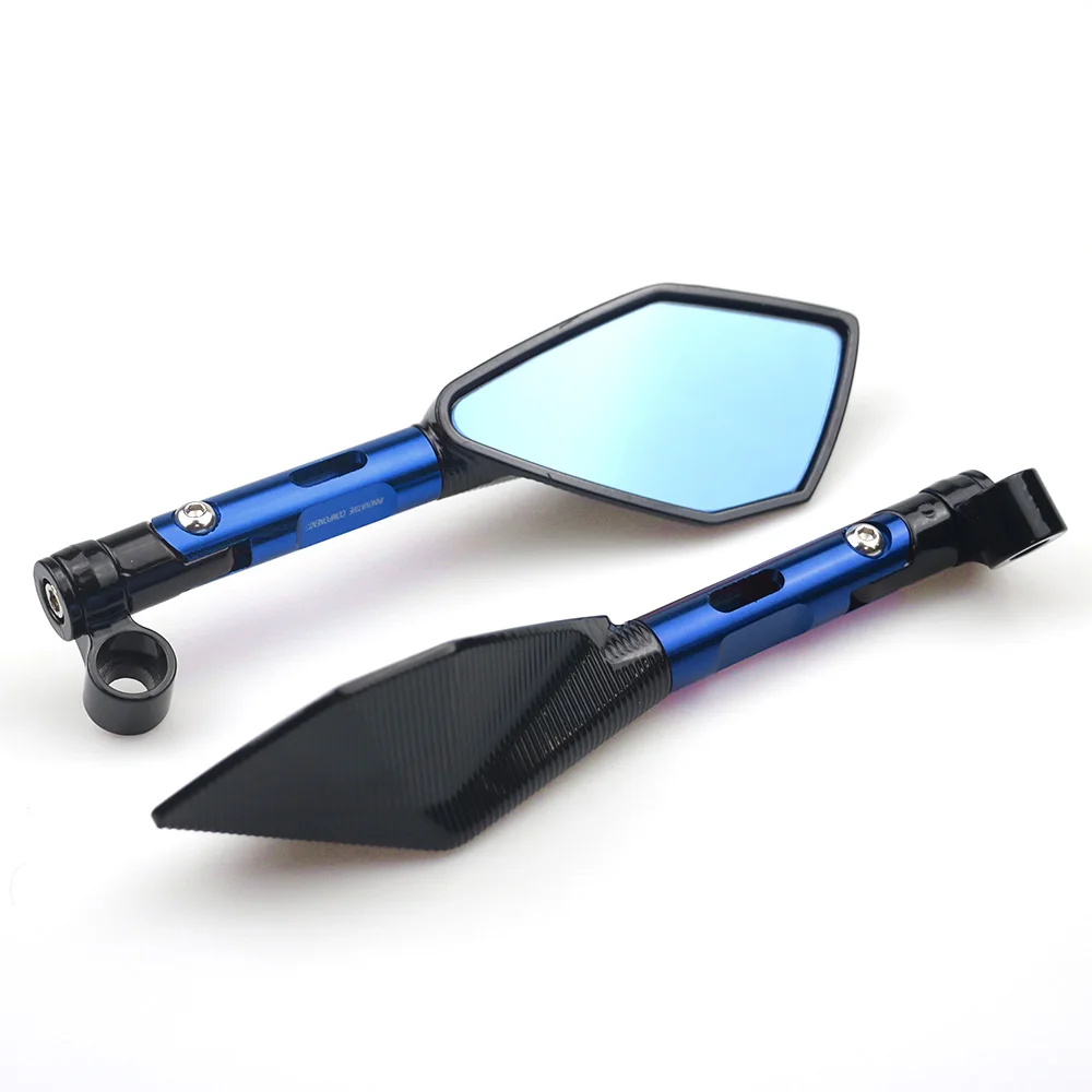 Motorcycle Mirrors Universal CNC Aluminum Handlebar Rear View Blue Anti-glare for Honda Yamaha Suzuki Scooter ktm
