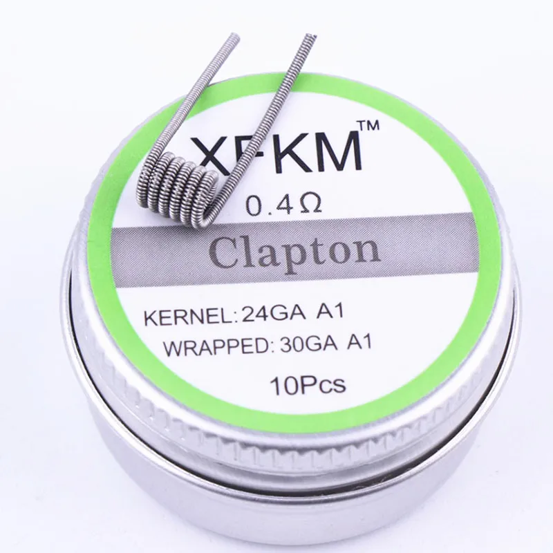 10 шт./кор. A-touch XFKM преднамотанные койлы DIY Vape нагревательный провод KA1 Fused Clapton с сопротивлением Alien Clapton Flat Twisted и т. д. для RDA форсунки