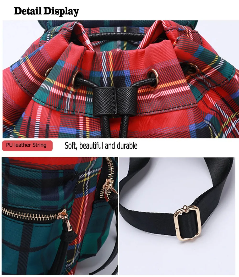 2018 small women Canvas Packpack Chassic Panelled Plaid School Bag for Teenager Girls Variety Shoulder Purse Bagpack Rucksack (8)