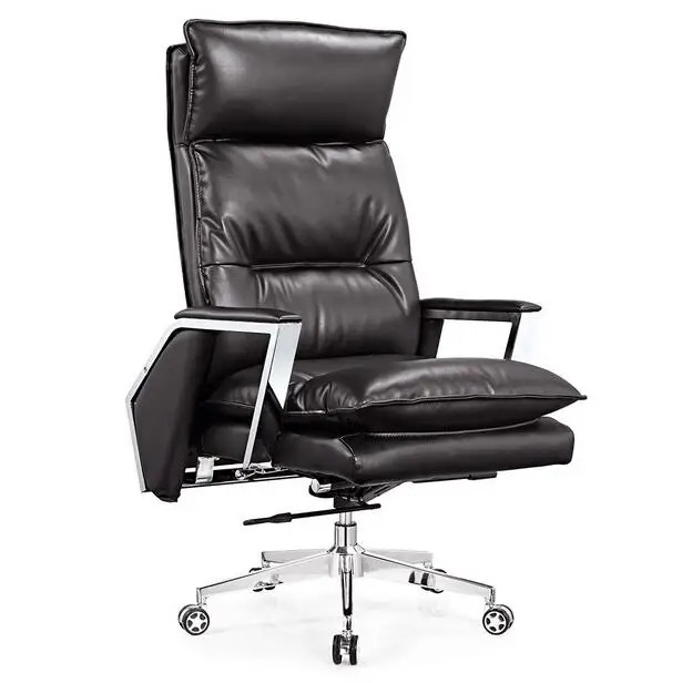 Gold leather boss chair Can lie at the noon hour home office chair The ergonomics of large swivel