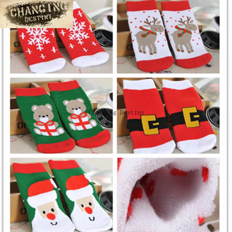 

5pcs / Christmas Themed Children Pure Cotton Cartoon Jacquard Socks Red Christmas Baby Socks Absorb Sweat Permeability Socks