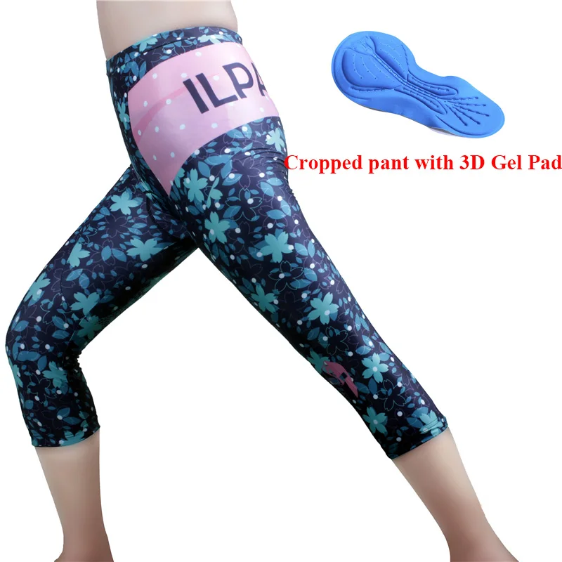 ILPALADINO Women Pro 3D Padded Gel Bicycle Cycling Trousers Floral Print Maillot Cycling Pants Mountain Bike Tight Cropped Pants - Цвет: pants with padded