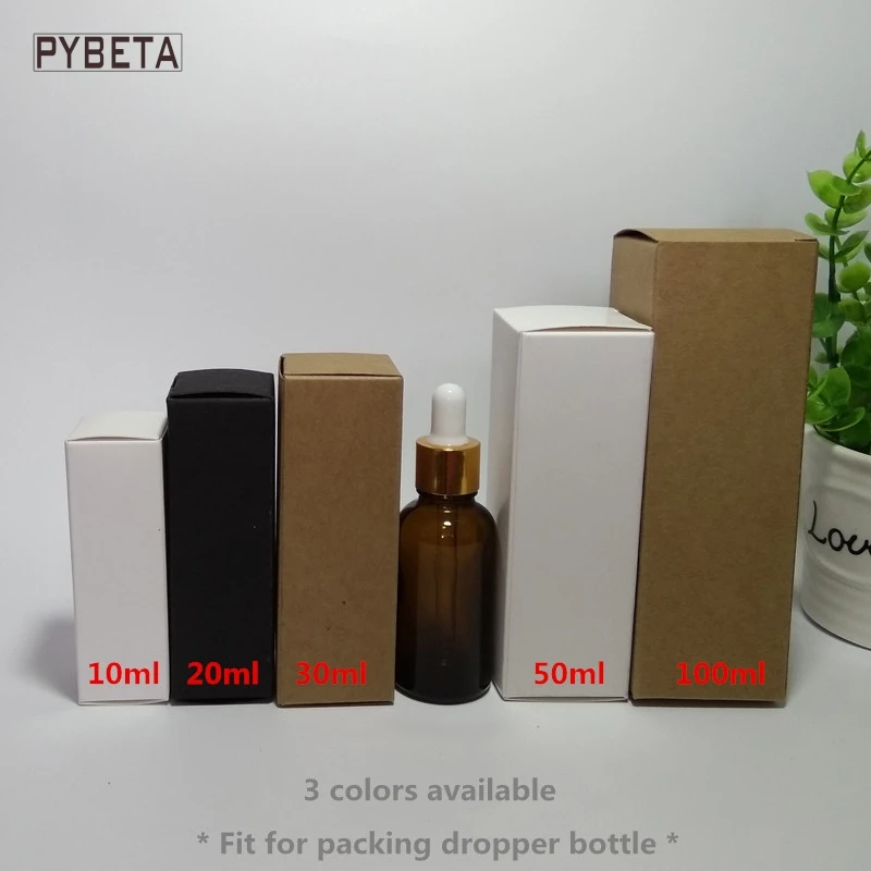 Download 100pcs 10ml/20ml/30ml/50ml/100ml White Black Kraft Paper Box for Dropper Bottle Essential Oil ...