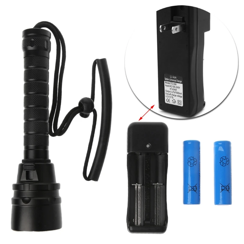 

1 Set Diving Flashlight Torch 5*T6 LED 200M Underwater Waterproof lamp Accent light Portable Light