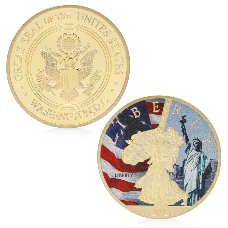 Позолоченный Большой печатью Соединенных Штатов Liberty вызов памятная монета