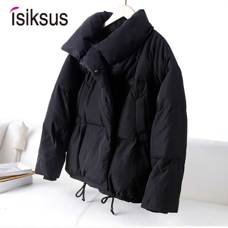 

isiksus Short Autumn Winter Jacket Women Snow Thick Coat Parka Down Womens Jackets Padded 2019 Casual Overcoat For Women WP030