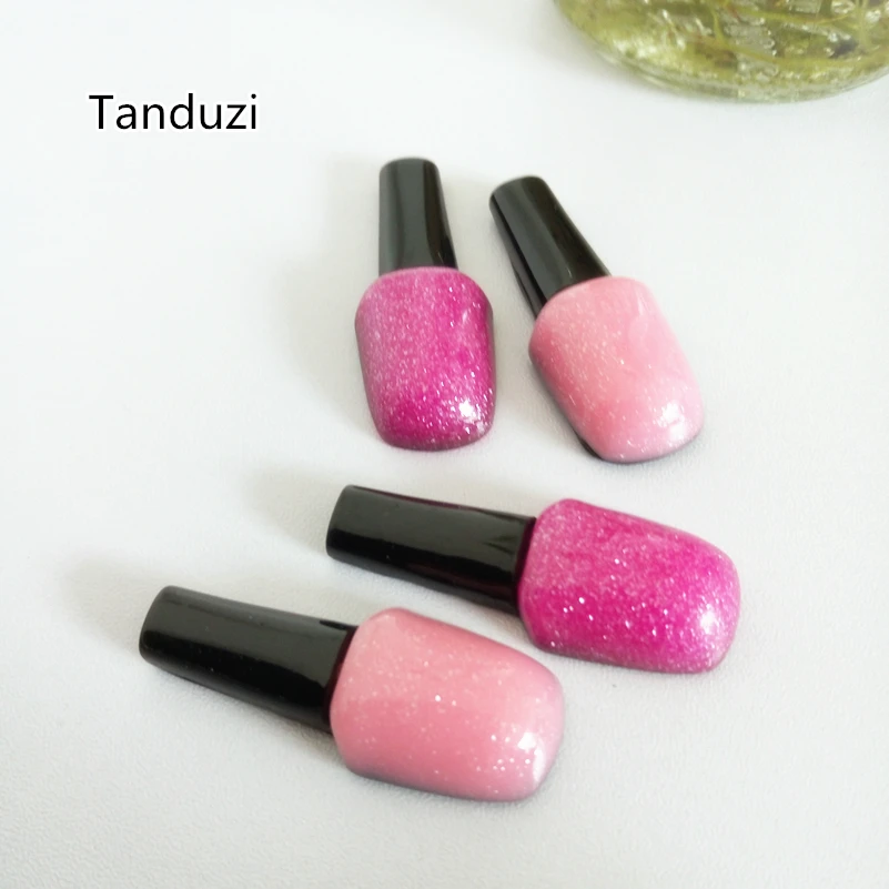 

Tanduzi 20PCS Fuchsia Pink Resin Glitter Nail Polish Bottle Flatback Cabochon Kawaii Scrapbooking Decoration Decoden