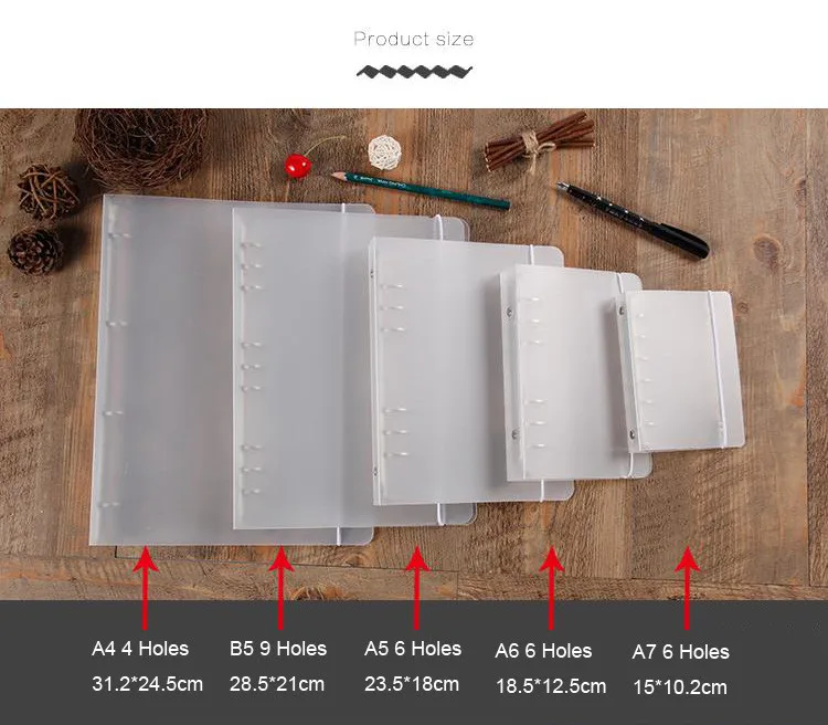 3 Creative Ring Binder B5A4567 PP Notebook Accessory Sheet Shell office & school supplies Stationery Transparent Concise 6 Holes