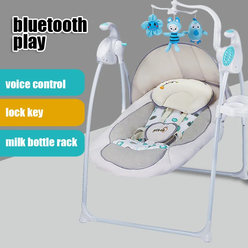 Детское роскошное портативное электрическое музыкальное кресло-качалка с bluetooth, колыбель для кроватки, мягкое кресло с голосовым управлением