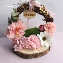 Персонализированные обручальные вечерние украшения под заказ деревянные деревенские цветы обручальные кольца шкатулка кольцо Подушка