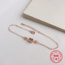 

Korea Hot Style Pure 925 Sterling Silver Bracelets for Women Delicate Fashion Rose Gold Transfer Beads Bracelets Jewelry
