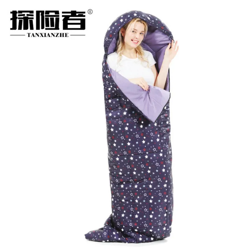 

1.65kg Free Shipping Polyester imitation printing Cotton Warm Winter Lovers Outdoor Camping Sleeping bag Travel Indoor