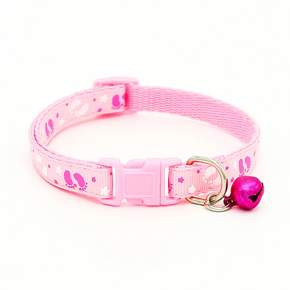 Ошейник для кошек, дышащий ошейник с колокольчиками для маленьких собак, кошек, щенков, котят, регулируемый ошейник для собак SR0010 - Цвет: Pink