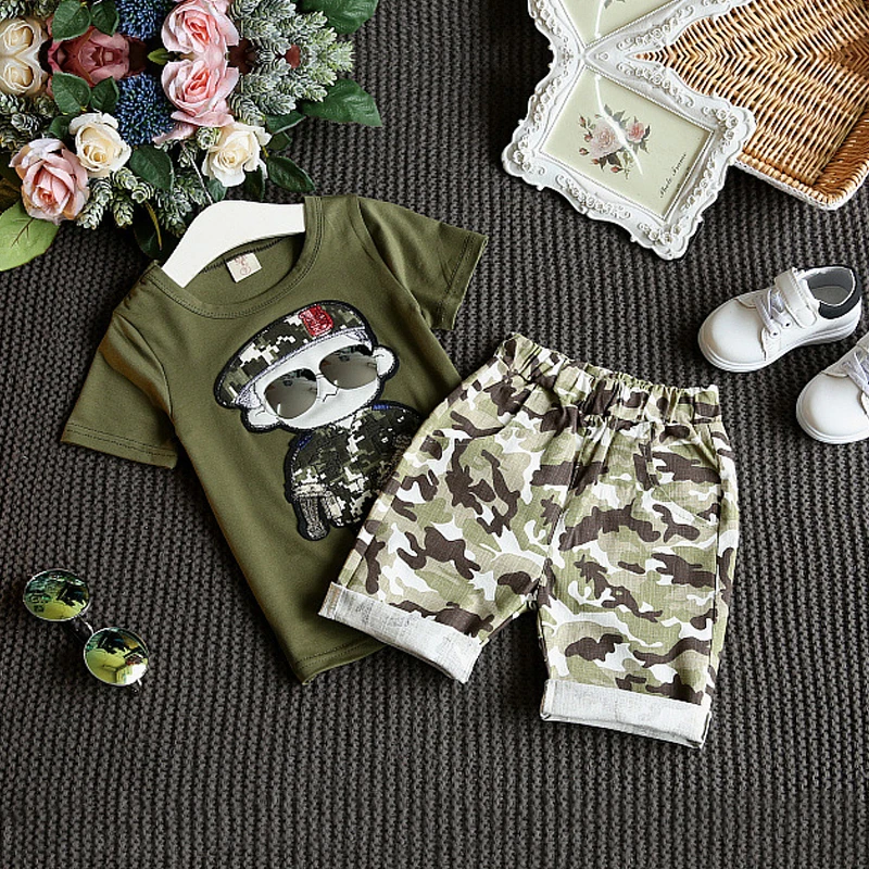 

2017 New Summer Children Boy Clothes Sets Kids 2pcs Short Sleeves T-Shirt Suits Shorts Child Clothing Suits 2 3 4 5 6Years Old