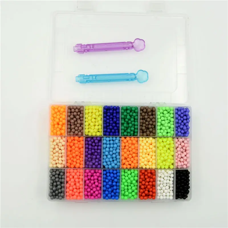 24 colors Water Sticky Perler Beados Pegboard Set  Nice Beads kits  Fuse Bead Jigsaw Puzzle education toys kids gift