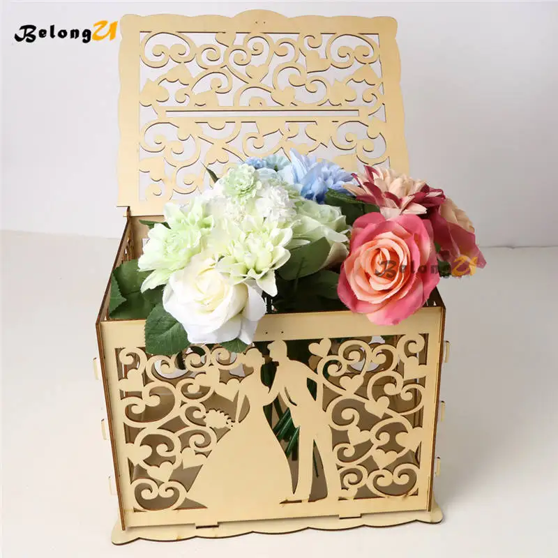 DIY свадебный деревянный ящик для денег с замком вечеринки декор Keepsake коробка