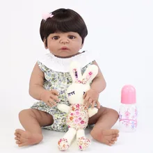 55 см полное Силиконовое боди Reborn Baby Doll игрушка как настоящая черная кожа новорожденная Интерактивная кукла-Пупс Bebe кукла Bathe игрушка для девочек Bonecas