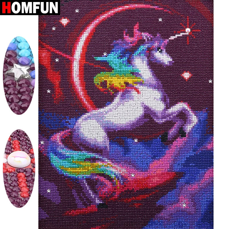 

HOMFUN Special Shaped Diamond Painting Cartoon unicorn Rhinestones 5D DIY Diamond Embroider gift Home Decor Gift 30x40cm