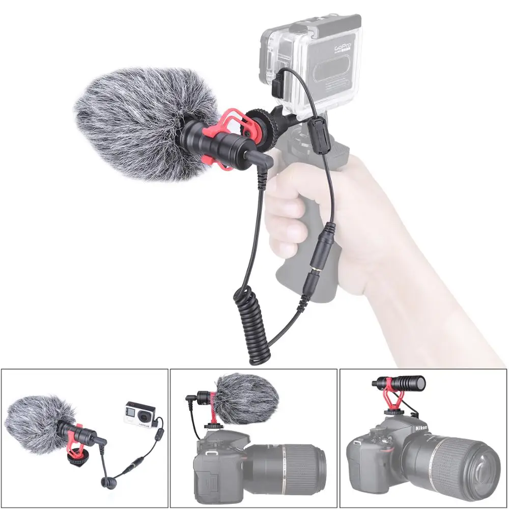 

Action Camera Video Record Filming Microphone Mic + Windshield Furry + 3.5mm Audio Cable for Gopro Hero 3 3+ 4 Sports Camcorder