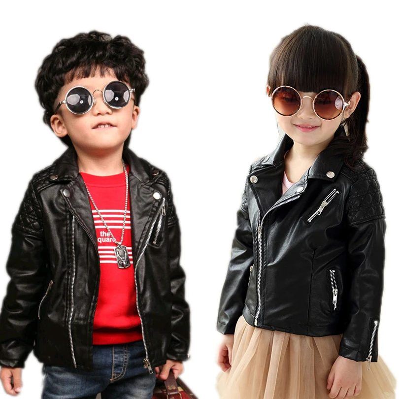 

Kids Jacket Boys 2018 New Spring Baby Boy Jackets Solid PU Leather Toddler Boys Coat Turn Down Collar Toddler Boys Blazer