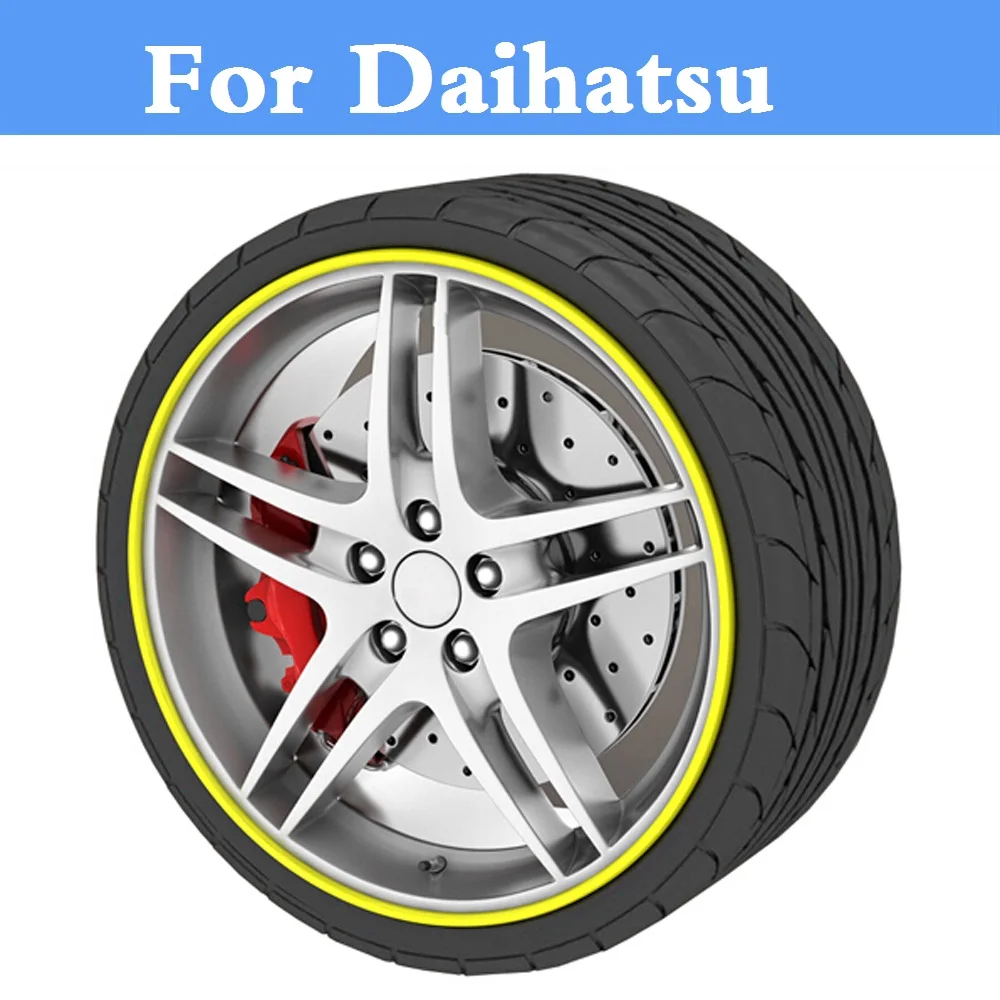 

8M Car Wheel Hub Tire Sticker Decorative Styling Strip Covers For Daihatsu Altis Be-go Boon Ceria Copen Cuore Esse Materia