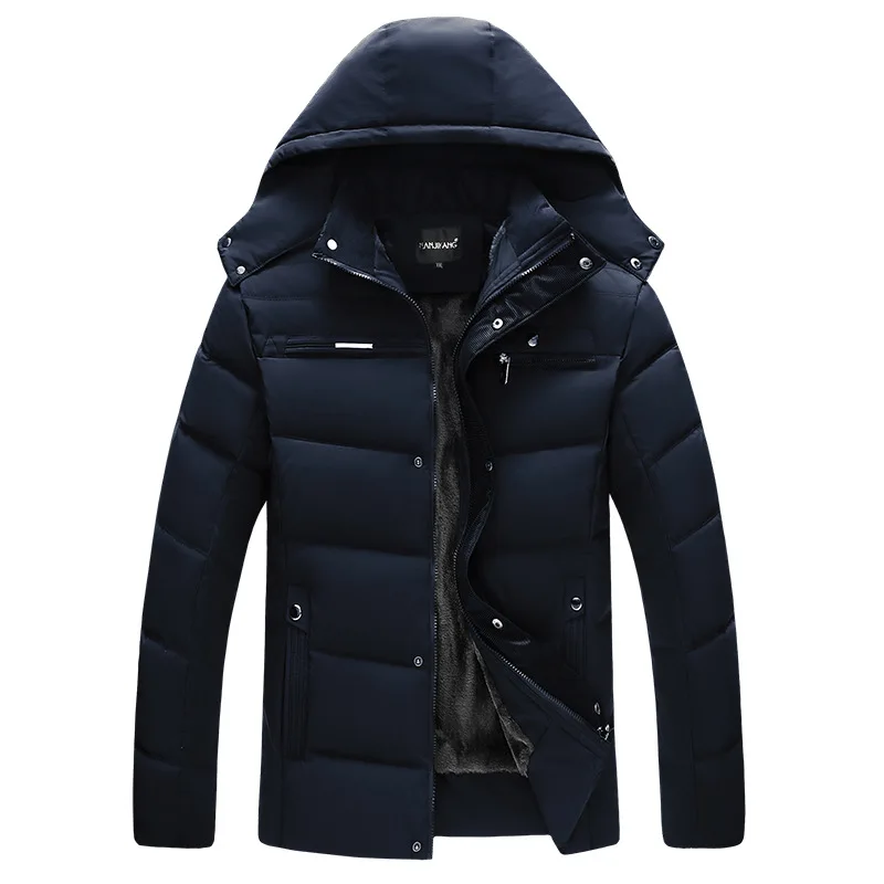 Warmer Fitness Jacket Men Thick Plus Cotton Casual Coat Parkas Hat ...