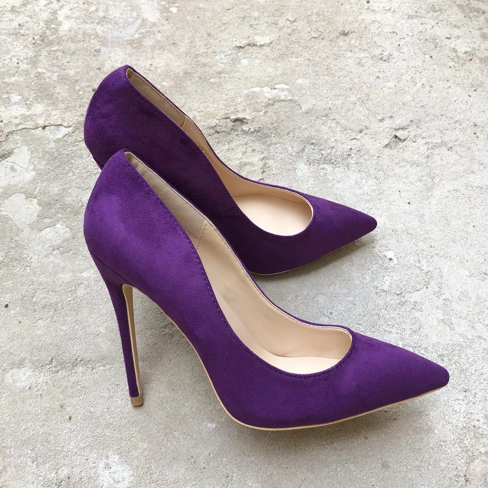 Veowalk/женские туфли из флока с острым носком на высоком каблуке; цвет темно-фиолетовый; модные женские туфли-лодочки на шпильке без застежки; пикантные женские туфли для вечеринки и свадьбы