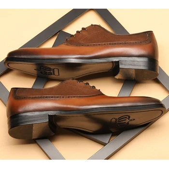 

COSIDRAM Genuine Leather Men Oxford Shoes Leather Dress Shoes Men Business Formal Shoes Pointed Toe Men Shoes Classic RMC-029