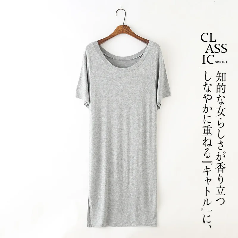 

2018 summer new modal plus size dresses women casual dress short-sleeved Tshirt dresses loose nightdress vestidos robe femme