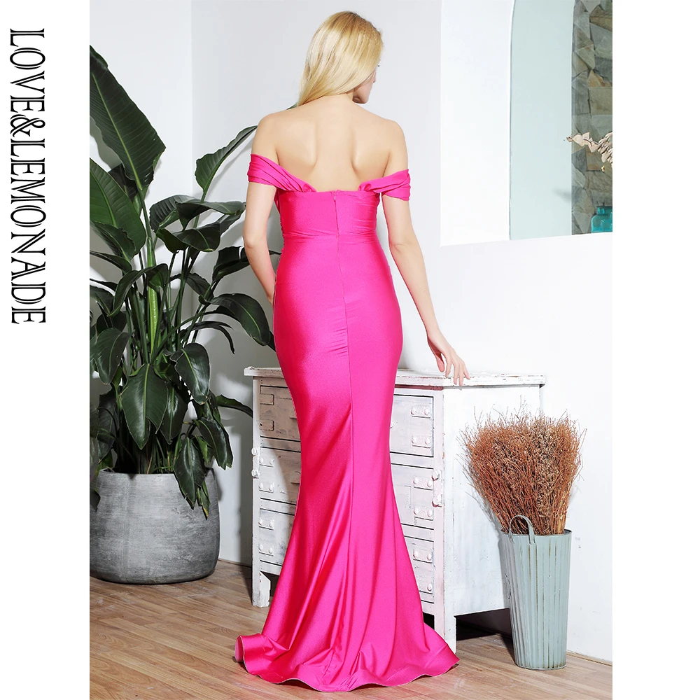 LOVE& LEMONADE сексуальные ярко-розовые облегающие вечерние платья макси LM81696